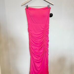 Klassy Network - Pink Ruched Tube Top Brami Dress | L